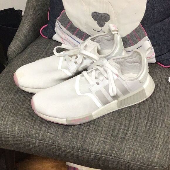 Adidas nmd ladies 10 white pink rose - Picture 1 of 4